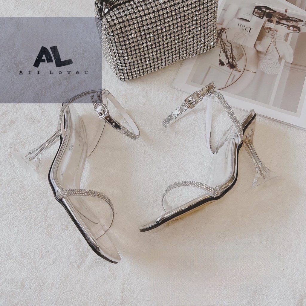 CAO GÓT ALI LOVER - GIÀY SANDAL QUAI NGANG ĐÍNH ĐÁ - GUỐC NỮ QUAI HẬU ĐẾ TRỤ BLING BLINGG - AG210311