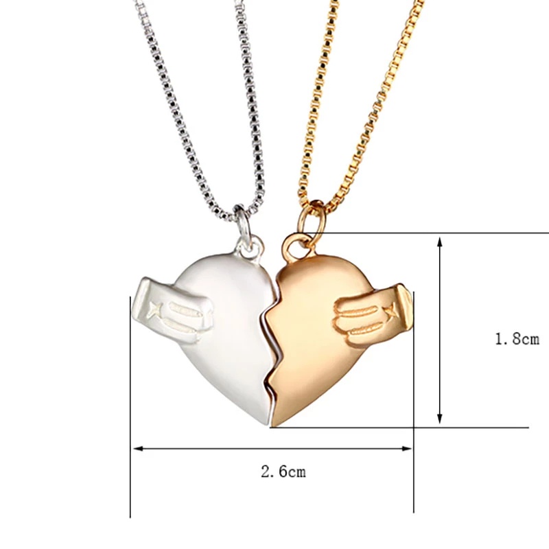 Set 2 Vòng cổ Kim Loại Mặt Trái Tim Từ Tính Sáng Tạo Thời Trang Cho Nữ