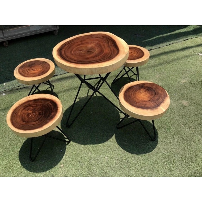 Bộ bàn ghế cafe me tây bàn tròn cao cấp k sâu lỗi, kích thước 60x62cm dày 5cm thanh lý giá rẻ
