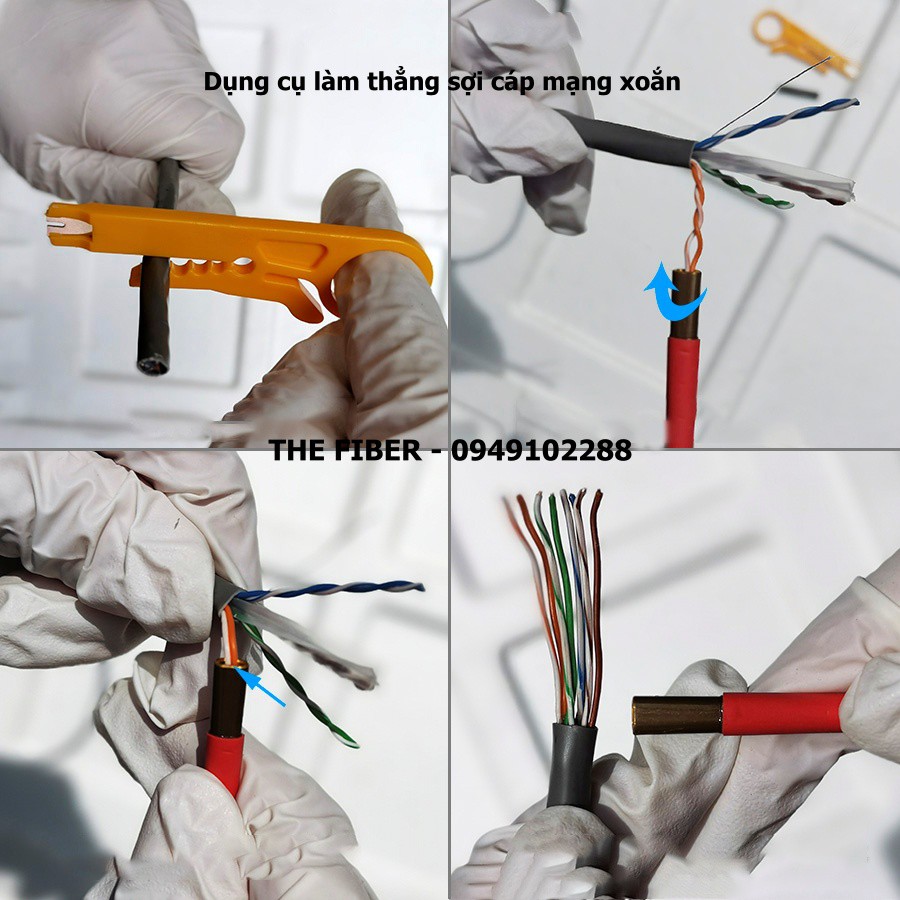 Dụng cụ xoáy cáp mạng xoắn thành thẳng