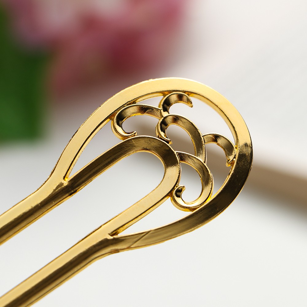 ONLY Women Hairpin  Hair Care Double wavy flower Metal Hair Stick Hair Accessories Retro Style Fashion Styling Tools Alloy U-shaped hairpin