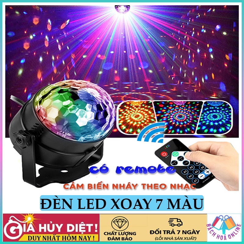 Đèn led xoay 7 màu, Bóng đèn led trang trí sân khấu, phòng karaoke, Đèn vũ trường cảm ứng theo nhạc
