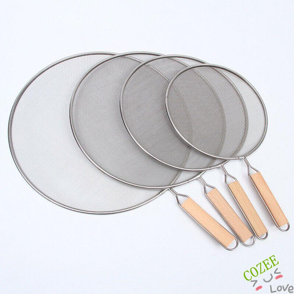 Rây chống bắn dầu bằng thép không gỉ có tay cầm gỗ thiết kế mới