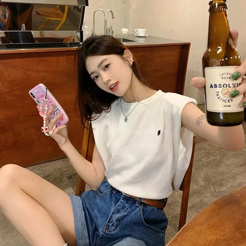 Áo Thun Không Tay Dáng Rộng Họa Tiết Kẻ Sọc Thiết Kế Mới Thời Trang Mùa Hè Dành Cho Nữ