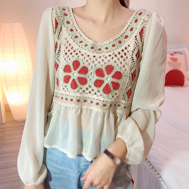 Áo Nữ Tay Dài Phối Ren Thời Trang Quyến Rũ