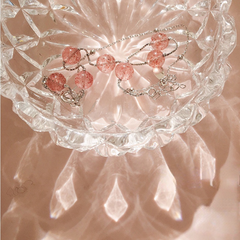 Vòng tay nữ đơn giản Phiên bản Hàn Quốc Vòng tay hai lớp pha lê màu hồng