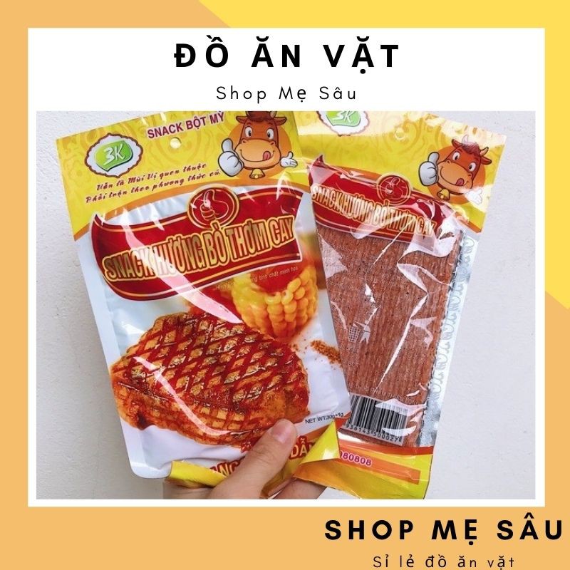 Snack Bò Miếng Thơm Cay, Bim Bim Cay Hương Bò