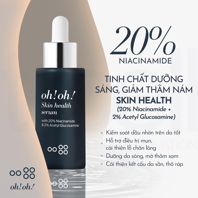 Tinh Chất Dưỡng Sáng, Giảm Thâm Nám 20% Niaciamine & 2% Acetyl Glucosamine Oh!Oh! Skin Heathy Serum 30ml