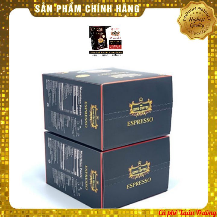 Mua 2 Cafe Đen Hòa Tan KING COFFEE ESPRESSO (hộp 100 stick x 2.5g) tặng 1 hộp cà phê đen hòa tan King Espresso 37,5g