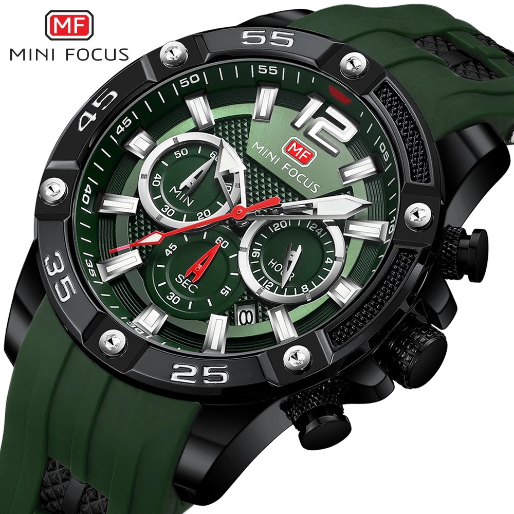 MINI FOCUS Đồng Hồ Analog Máy Quartz Dây Silicone Chống Thấm Nước Kiểu Dáng Thể Thao Cho Nam
