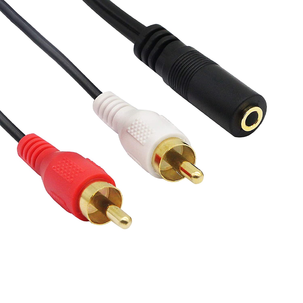 0.2m Gold 3.5mm Female Stereo Jack to 2 RCA Plug AUX Auxiliary Headphone Adapter Audio Y Cable(Black)(2-Pack)