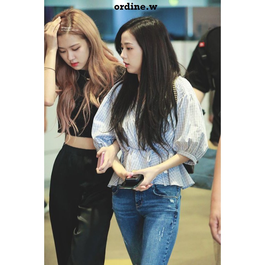 ORDER_Áo blouse kẻ caro thắt eo BP Jisoo