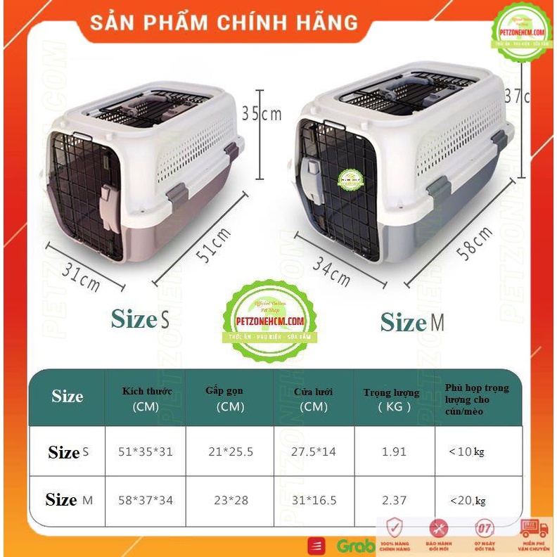[Loại 1 ] Lồng hàng không cao cấp cho cún mèo FREESHIP Kiểu Boeing dưới 10kg - 15kg có cửa trên hoặc không cửa trên