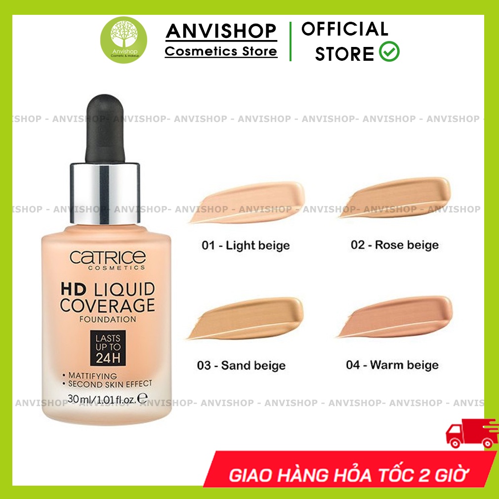 Kem nền CATRICE HD LIQUID COVERAGE FOUNDATION đủ tone