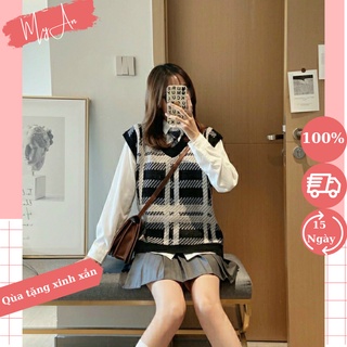 Áo gile len nữ form dài áo ghi lê kẻ phong cách hàn quốc dày dặn- MyAn 038