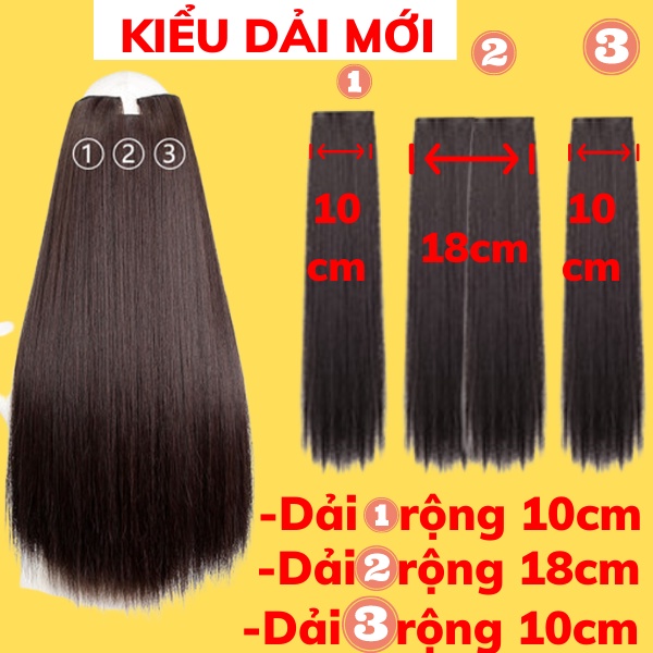 Tóc giả kẹp nữ đẹp thẳng kiểu sét 3 dải tóc giả kẹp phím cao cấp làm dày tóc, tự nhiên mềm đẹp - SÉT DẢI THẲNG