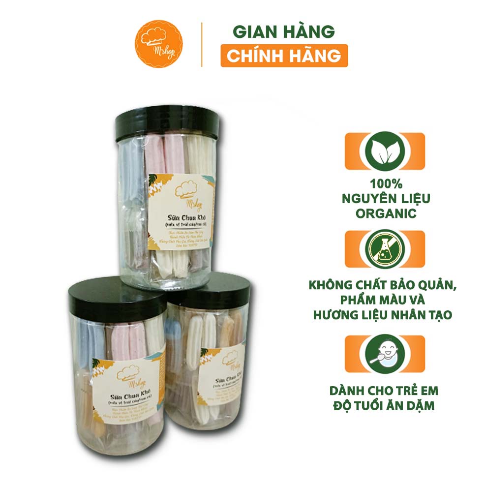Bánh ăn dặm - bánh sữa chua khô trái cây dạng thanh dài  handmade M'shop