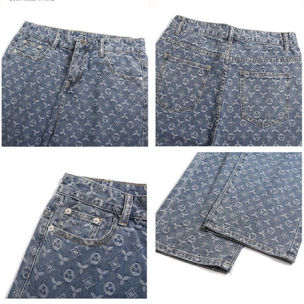 💥STYLE CÁ TÍNH💥Quần Jean LV nam,nữ Ống suông, rộng In Họa Tiết LV_3S Style Hàn Quốc Full size Cho Nam style hàn quốc | BigBuy360 - bigbuy360.vn