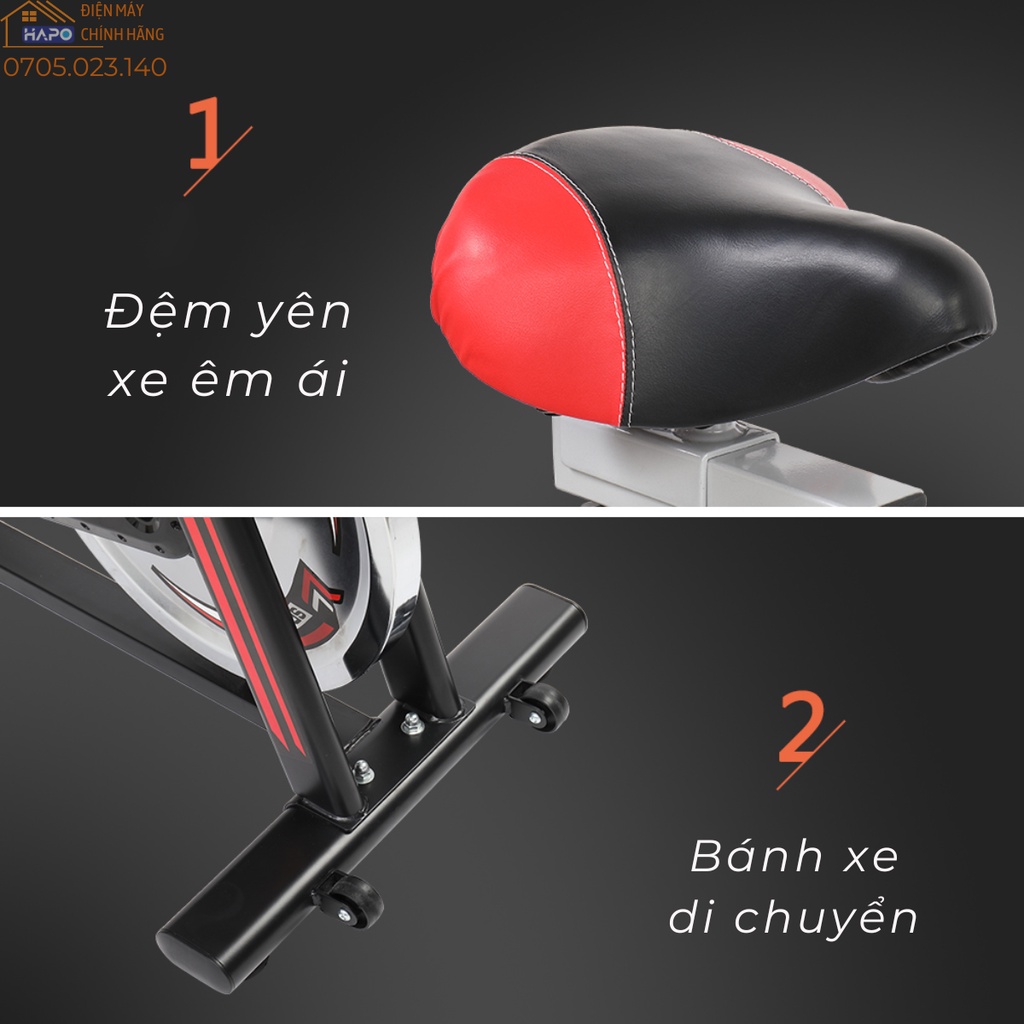 Xe đạp tại nhà X đo nhịp tim, Xe đạp tập thể dục không gây tiếng ồn, Máy tập gym đạp xe chịu tải 150kg bảo hành 12 tháng