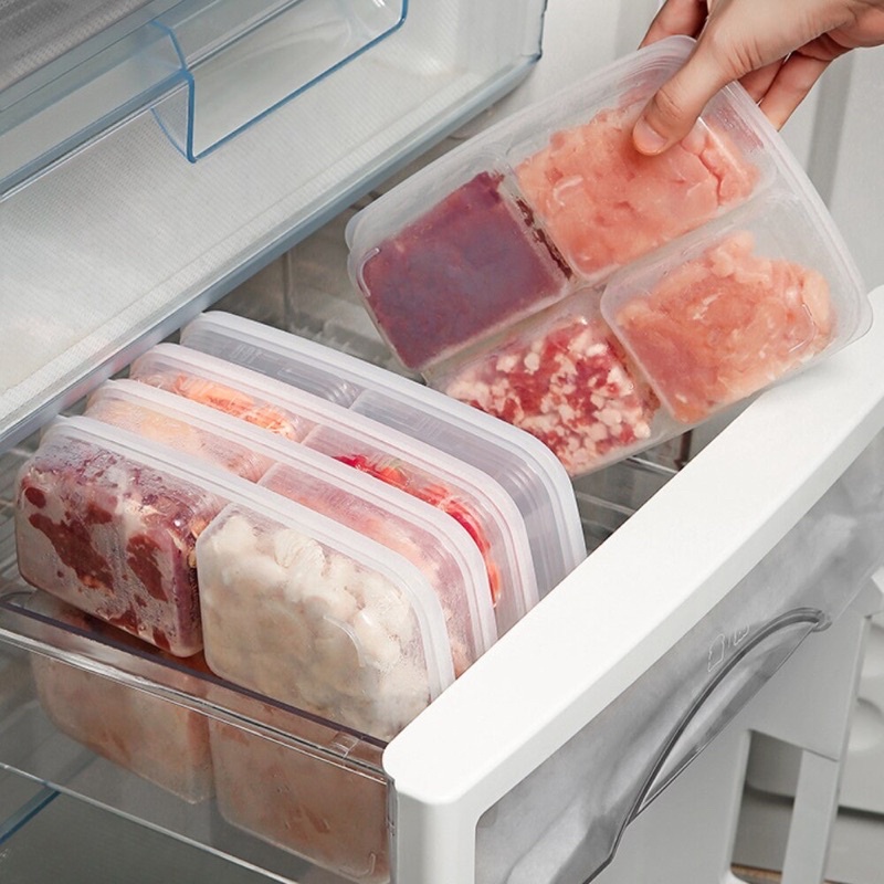 Hộp Đựng Thực Phẩm 4 Ngăn Có Nắp Đậy Tiện Lợi -Hộp Đựng Chia Nhỏ Đồ Ăn Dặm Cho Bé