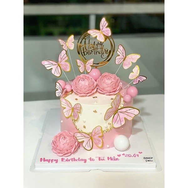 tem cắm Happy Birtday trang trí bánh, topper cake