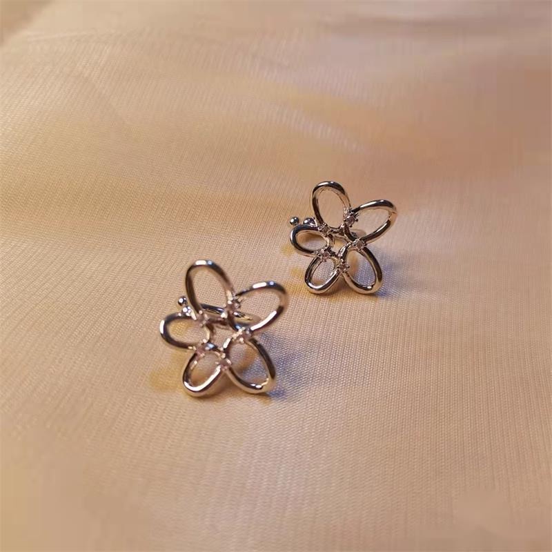 Bông Tai Hình Hoa Đính Đá Zircon Đơn Giản Thời Trang