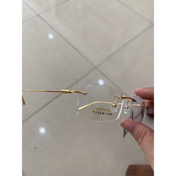 Gọng kính khoan không viền Titanium nguyên chất mạ vàng Dunhill