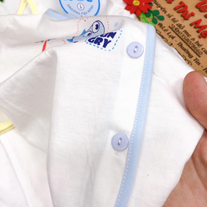 Áo Cộc Tay Jou Nền Trắng In Hoạ Tiết Cho Bé Sơ Sinh