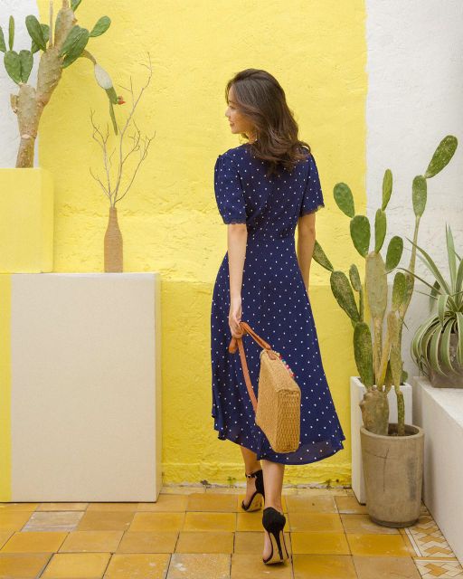 Đầm xòe bi tay phối ren Mentosa D1027