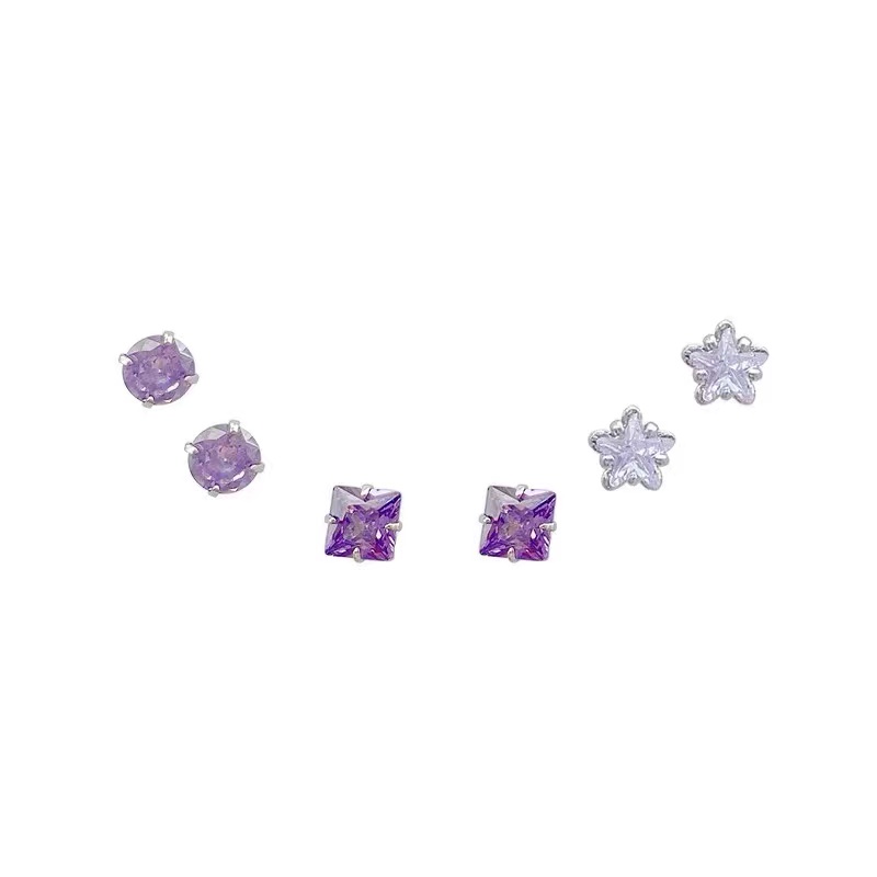 Bộ Sáu Khuyên Tai Đính Pha Lê Tinh Tế Phong Cách Thời Trang Mới