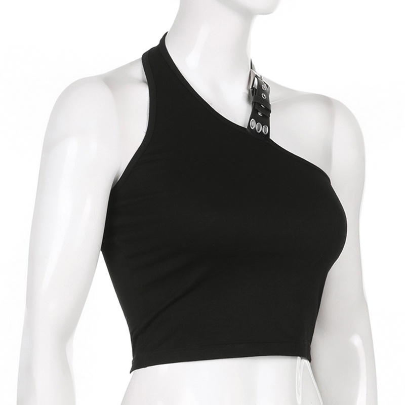 Áo Croptop Giả Da Phối Nút Cài Thời Trang Cho Nữ