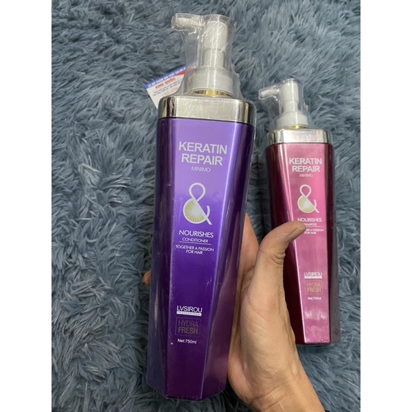 Gội xả phục hồi tóc hư tổn keratin repair minimo
