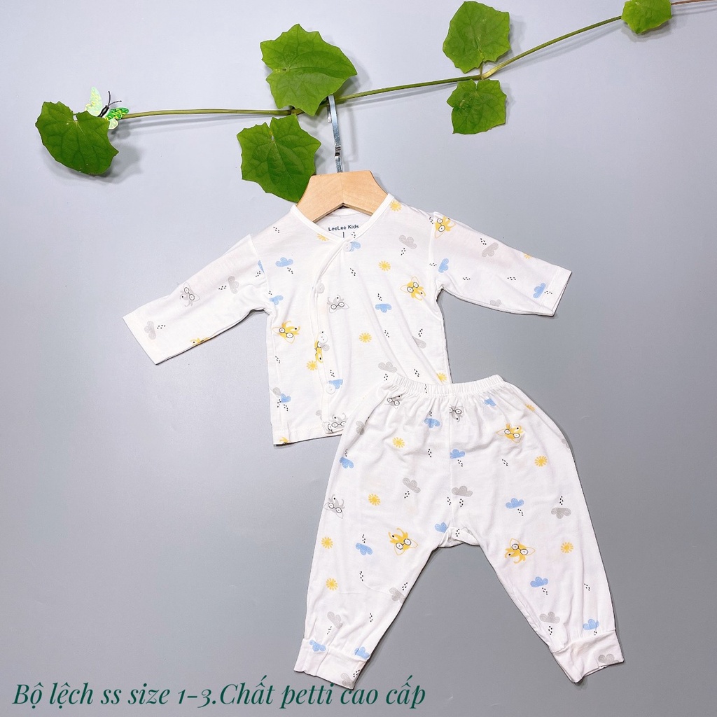 Bộ Quần Áo Sơ Sinh Leeleekid Cài Chéo Petit, Mềm Mịn Co Dãn 4 Chiều