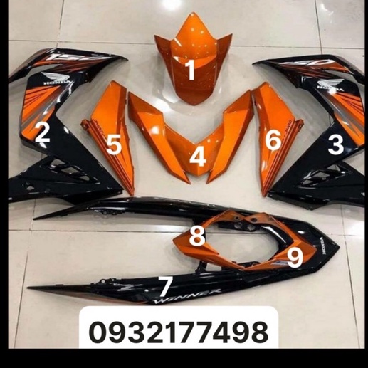 DÀN ÁO WINNER V1 CAM ĐEN  ZIN CHÍNH HÃNG HONDA