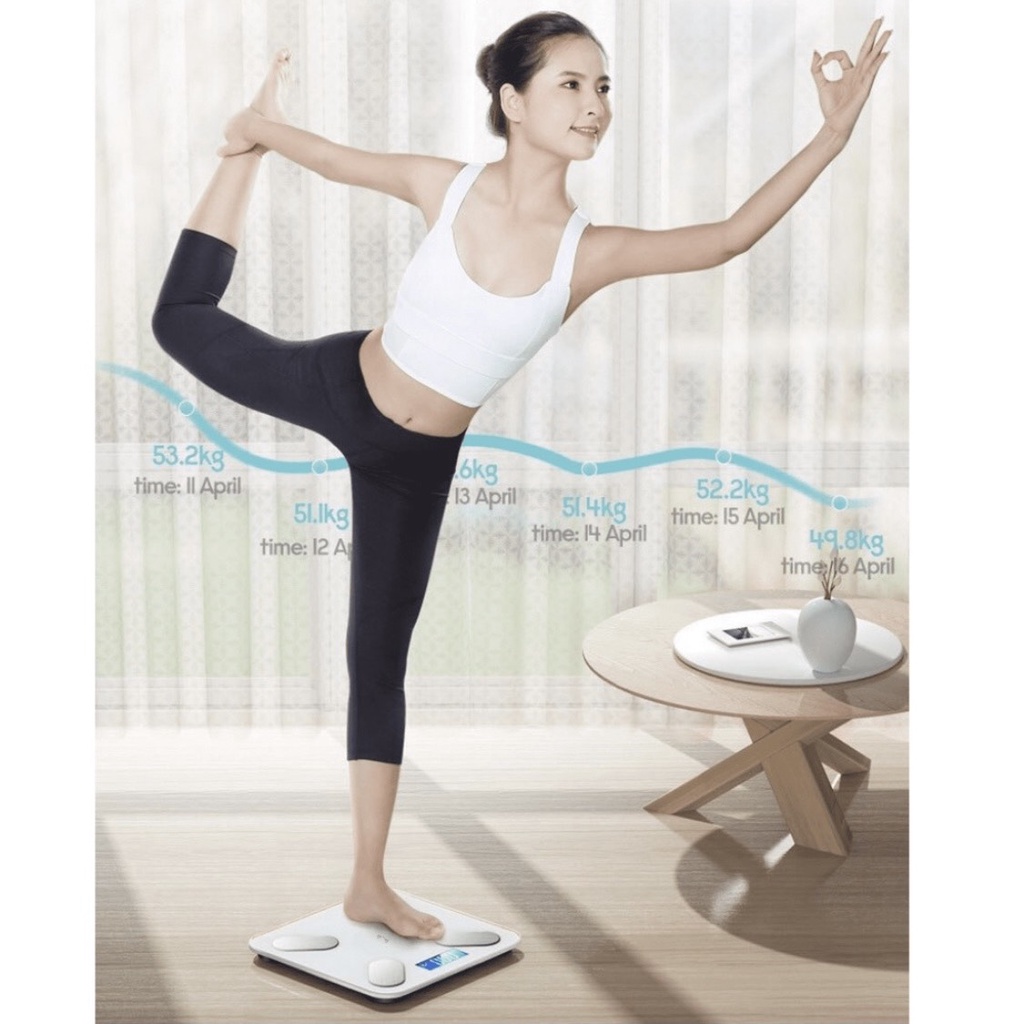 Cân Điện Tử Gia Đình Kết Nối Bluetooth Tặng Kèm Thước Dây
