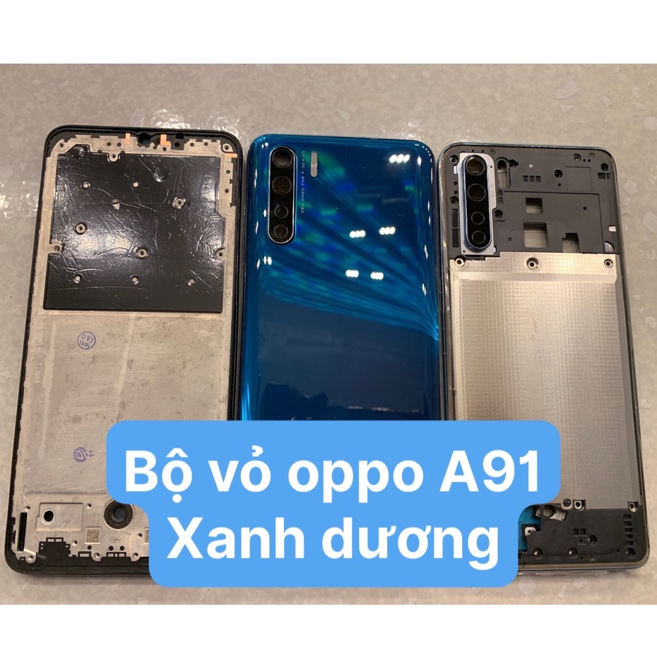 Bộ vỏ điện thoại oppo A91 gồm lưng, sườn, phím, kính camera