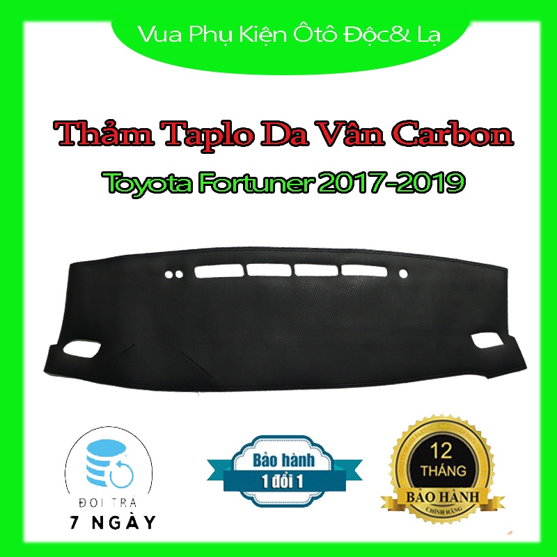 Thảm Taplo Toyota Vios, Altis, Fortuner, Hilux, Innova, Rush, Wigo Chất Liệu Da Vân Carbon