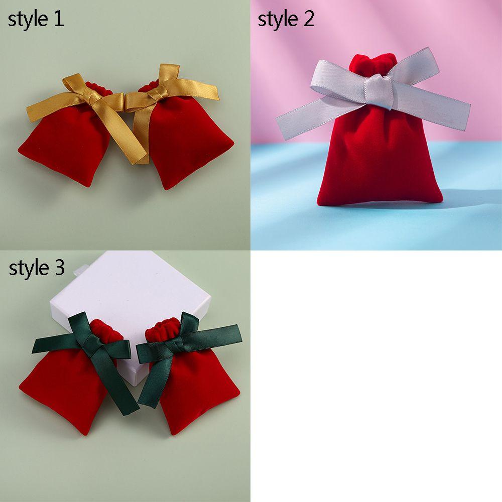 Túi Đựng Quà Bằng Vải Nhung Phối Ruy Băng