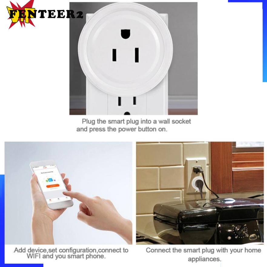 [Fenteer2  3c ]Home Smart Plug Mini Power Socket Wifi Outlet Switch Compatible with Alexa