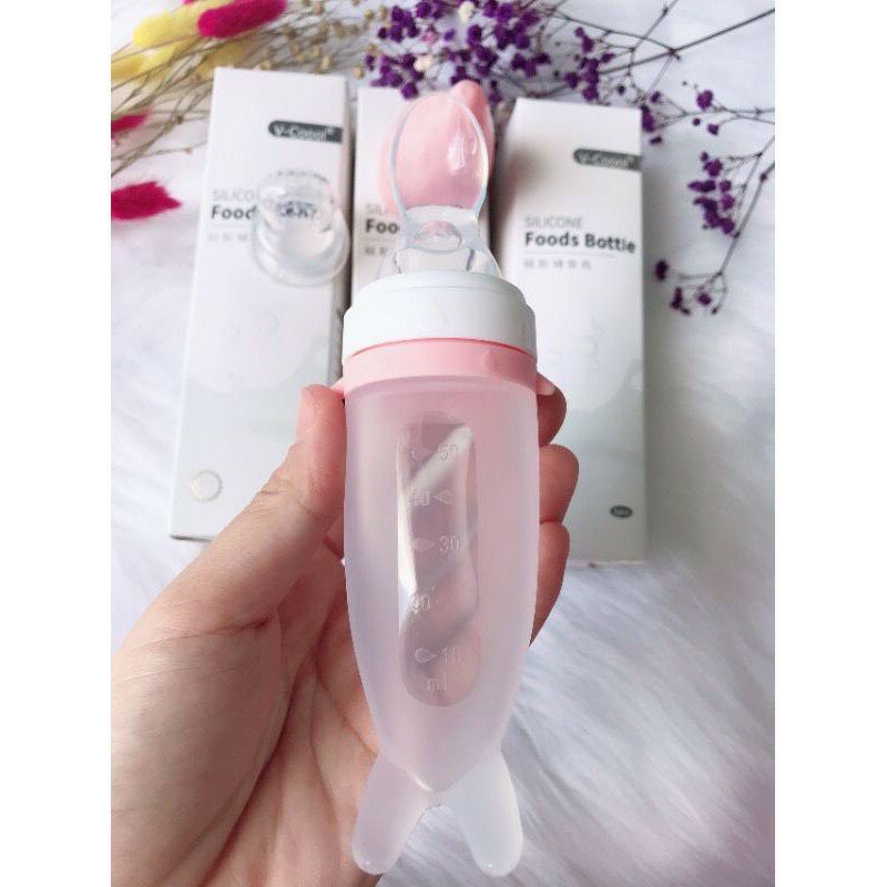 Bình thìa Vcool 2 trong 1 cho bé ăn dặm, ăn hoa quả