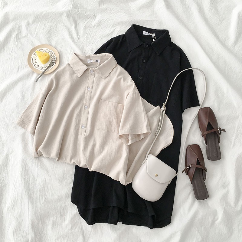 Đầm suông sơ mi cổ đức ulzzang hot