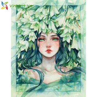 Bộ tranh thêu chữ thập hình cô gái và hoa 11CT DIY