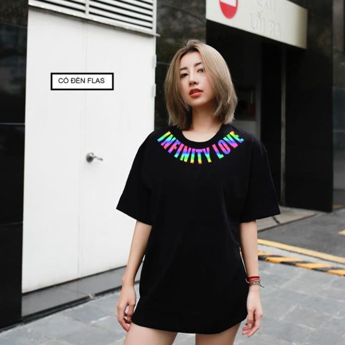 SALE- Áo Thun Tay Lỡ Fom Rộng INFINITY LOVE Phản Quang 7 Màu Unisex