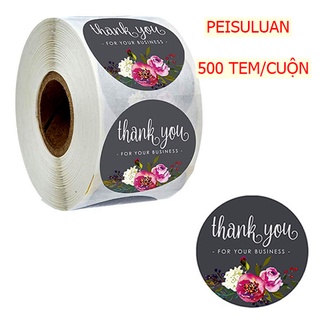 Tem nhãn dán sticker, miếng dán decal thank you, tem nhãn dán sản phẩm 500 cái/1 cuộn