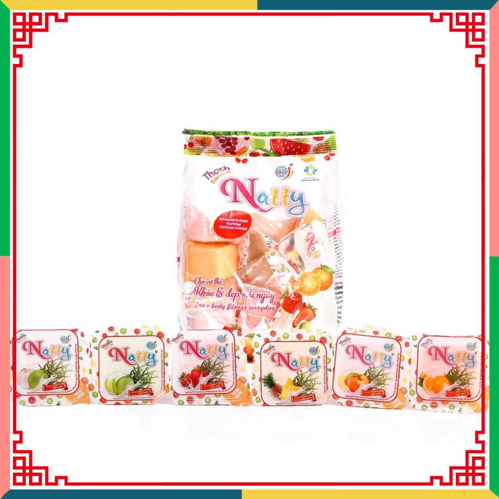 Thạch hộp sữa chua Natty túi quai xách, thạch Natty Long Hải tải trọng 432 g