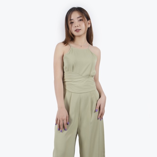 Jumpsuit xanh cốm cổ yếm Anne Harriet