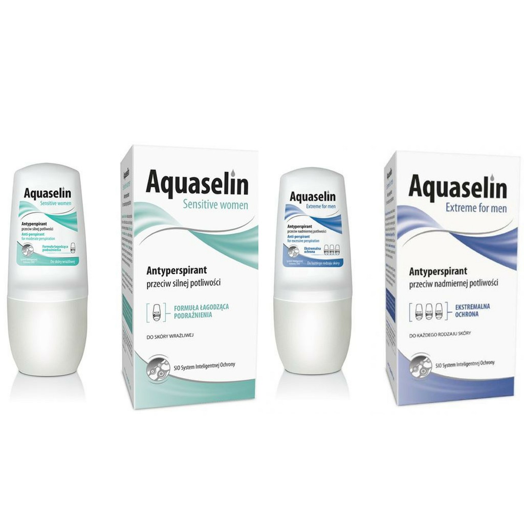 Combo 2 Aquaselin - Lăn nách ngăn tiết mồ hôi vừa phải và khử mùi dành cho nữ và nam