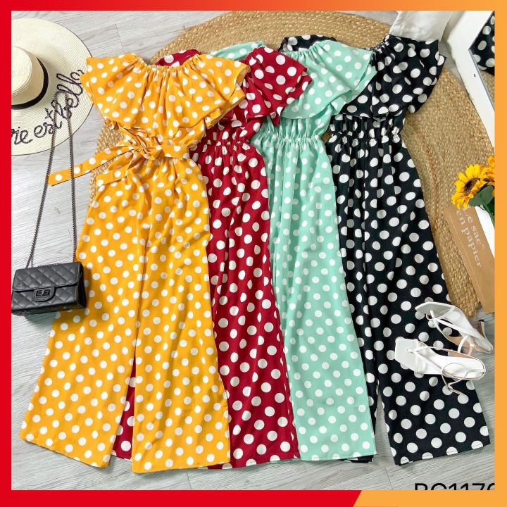 Jumpsuit hoa, chấm bi ⭐️𝑭𝑹𝑬𝑬𝑺𝑯𝑰𝑷⭐️Jum viền bèo siêu hắc dáng, mặc được nhiều kiêu, sang chảnh chị iu