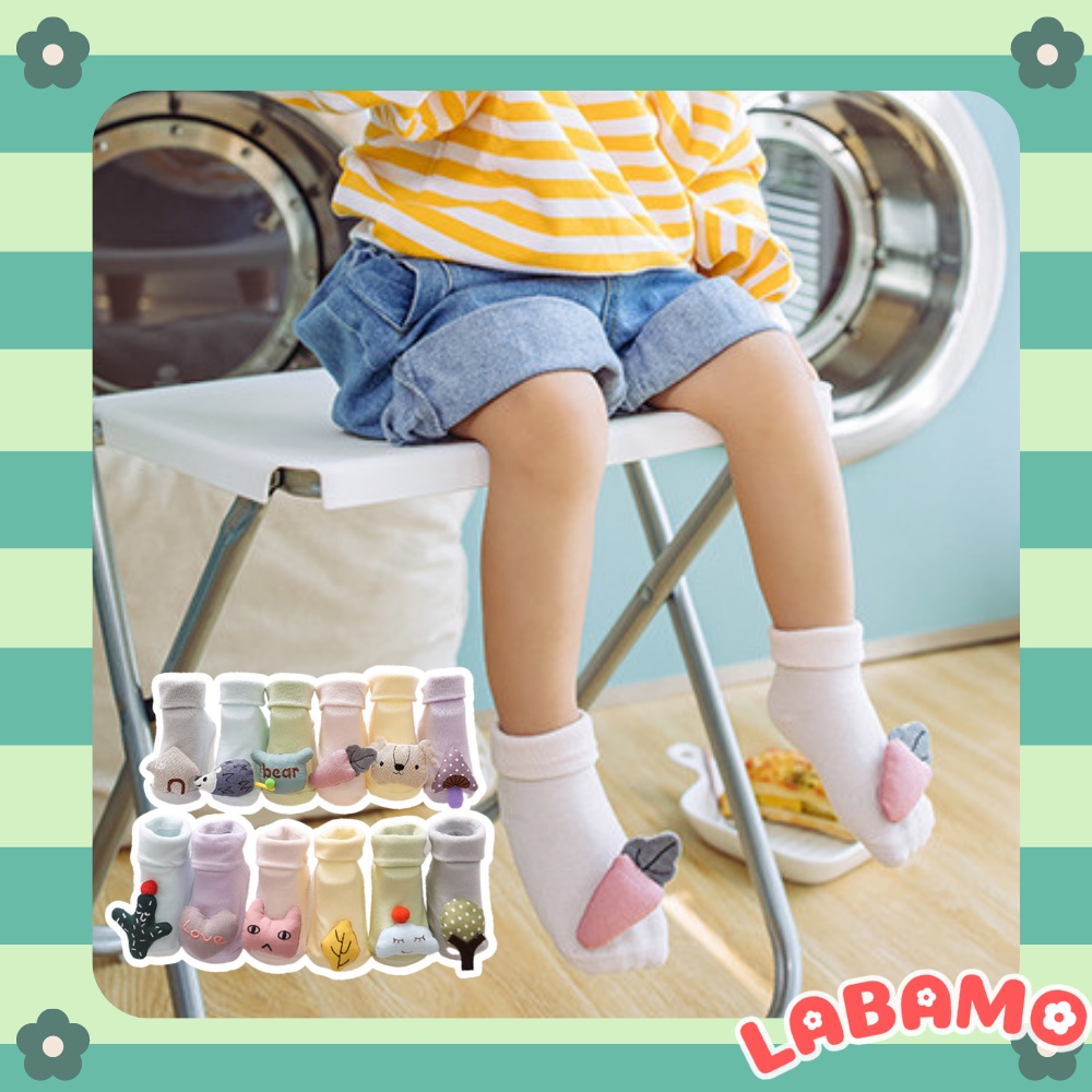 Tất cho bé cao cổ hình nổi 3D dễ thương 100% cotton cao cấp LABAMO T01