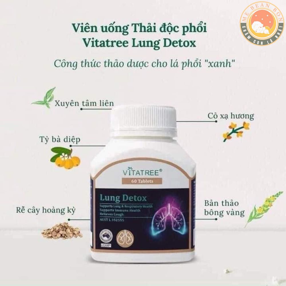 Viên uống Vitatree Lung Detox 60 viên của Úc giúp giải độc phổi